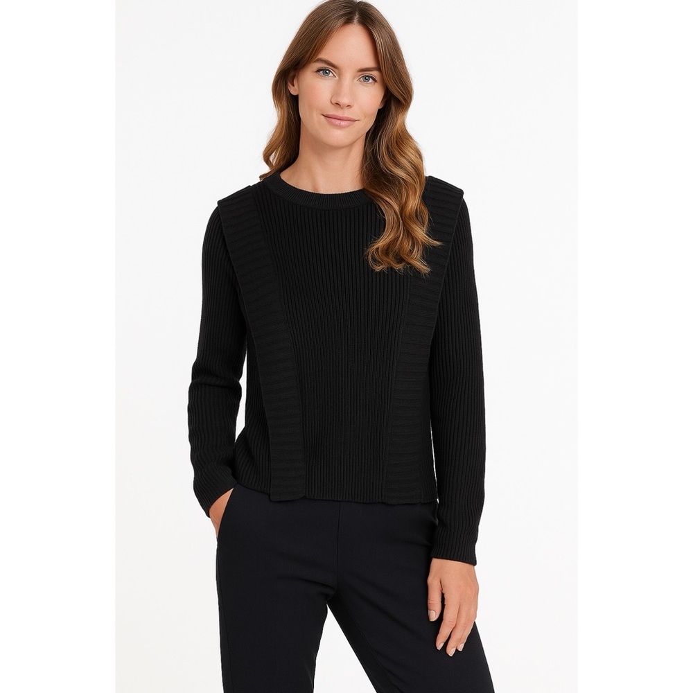 Scotch & Soda Sweater Black Ribbed Wool Blend Small S